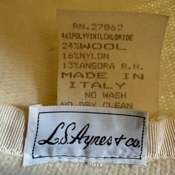 Vintage L.S. Aryes + Co Wool Bowler Hat Cream Retro Quiet Luxury Timeless - Picture 2 of 5